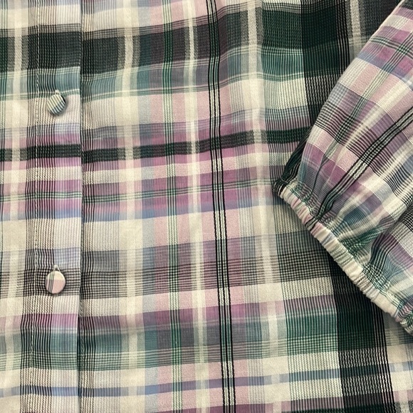 Ann Taylor plaid cotton set ruffle skirt and top medium and sz 6 - Picture 9 of 12